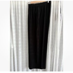 Eileen Fisher Black Silk Pants Wide-Leg Elastic Waist - XL - NWT